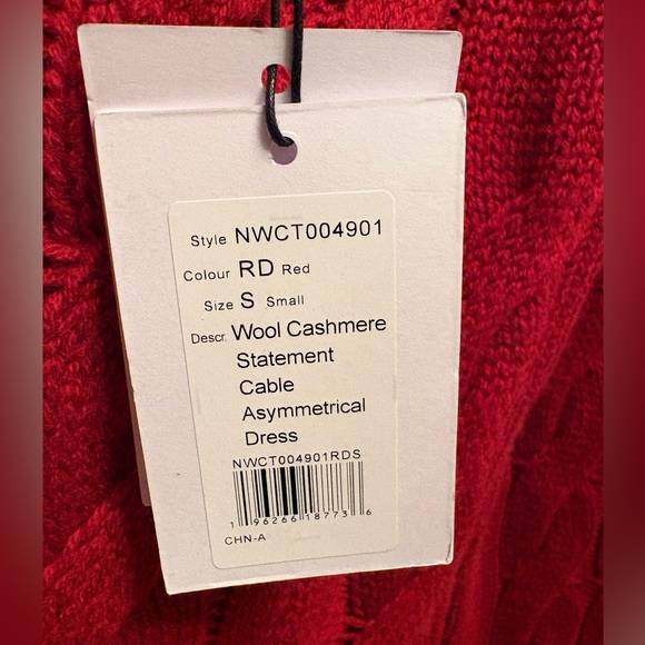 NAADAM Red Wool Cashmere One-Shoulder Cable Knit Midi Dress - size S $375 - Picture 8 of 12